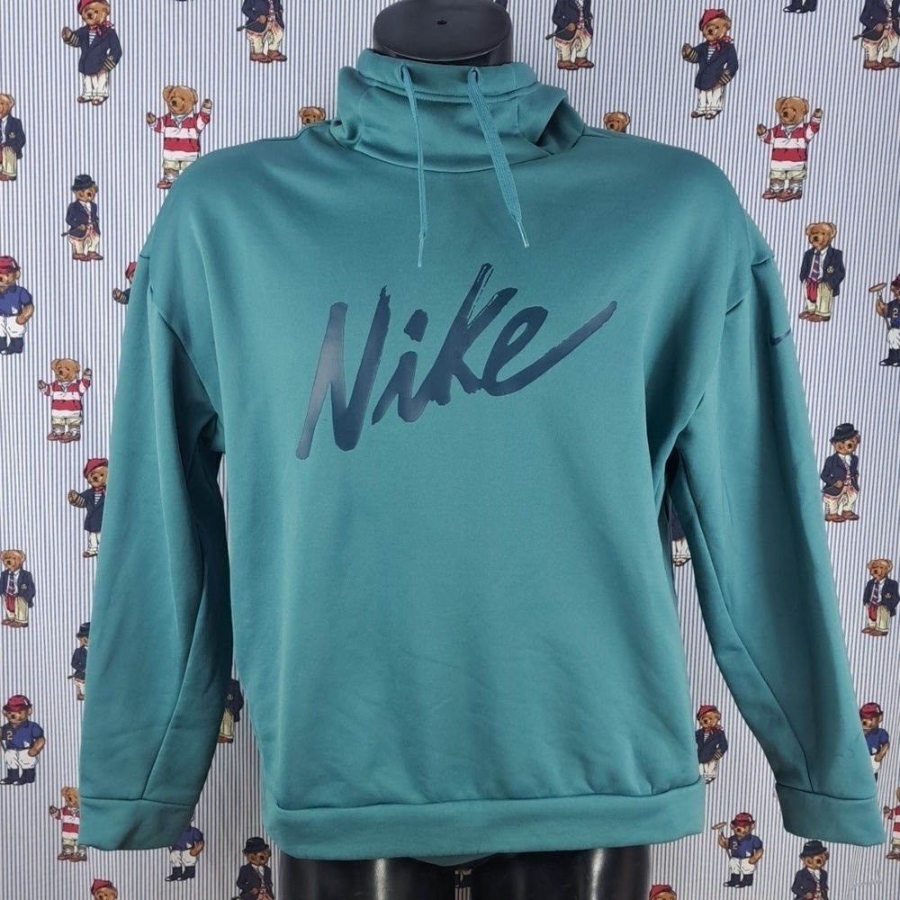 Nike Spellout cowl neck pocket pouch  LG sea foam green & blue Women's hoodie